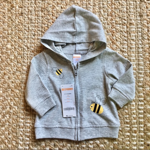 NWT Gymboree Boys Neon Green and Dark Grey Zipper Hoodie Size 12-24 M